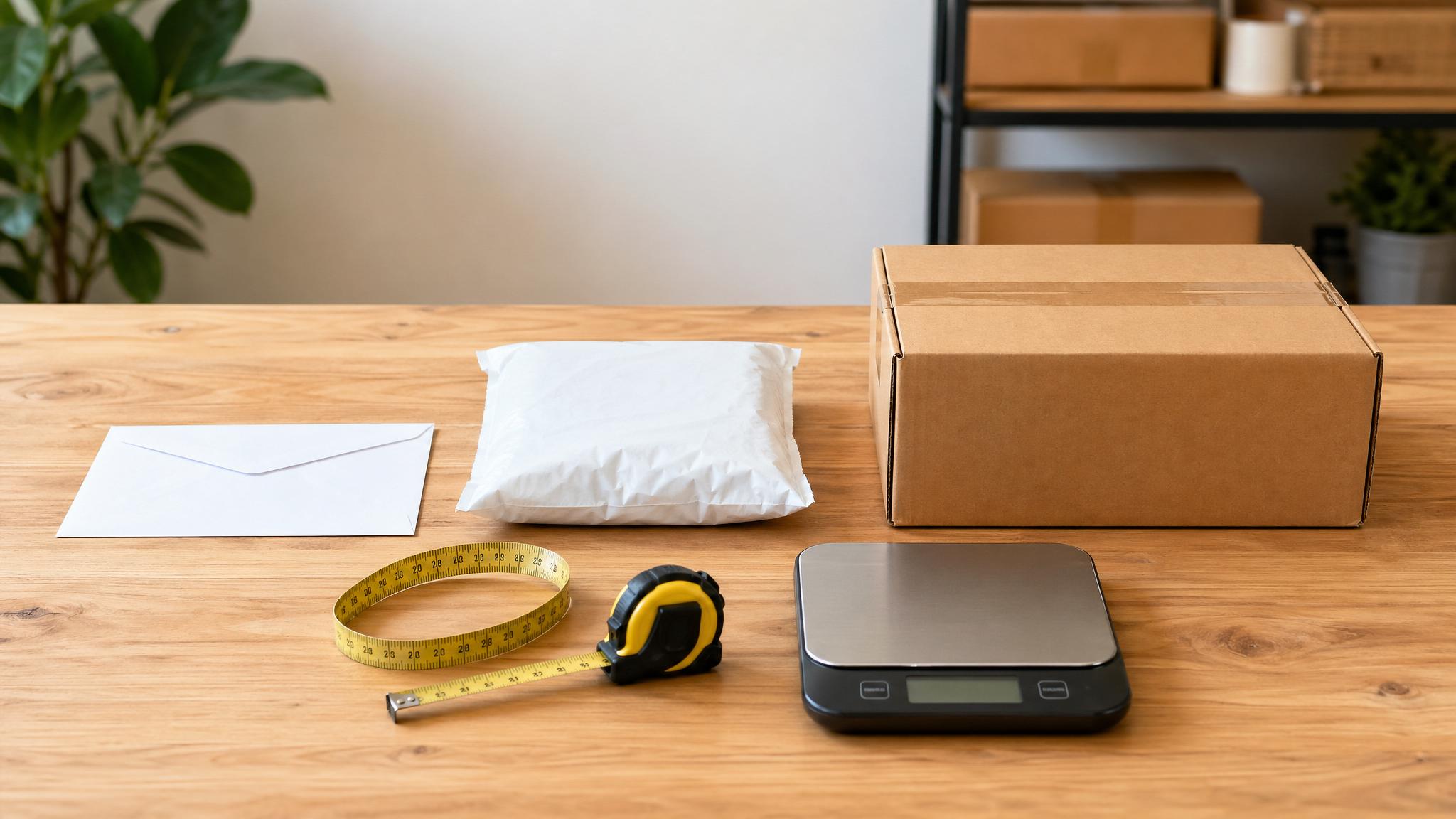 Brief, Päckchen und Paket vergleichen