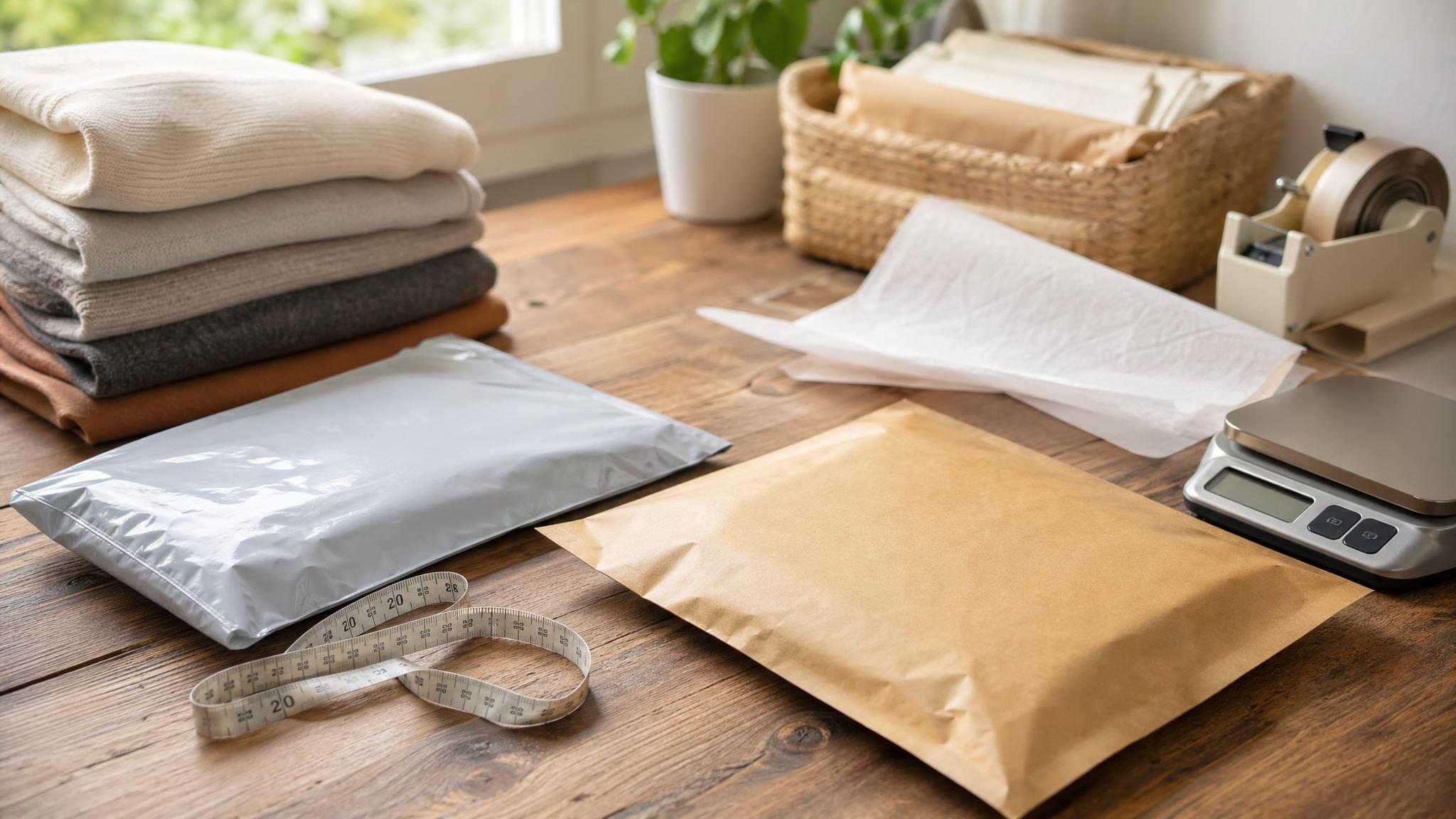 Kleidung, Versandtasche und Waage für Vinted Versandkosten